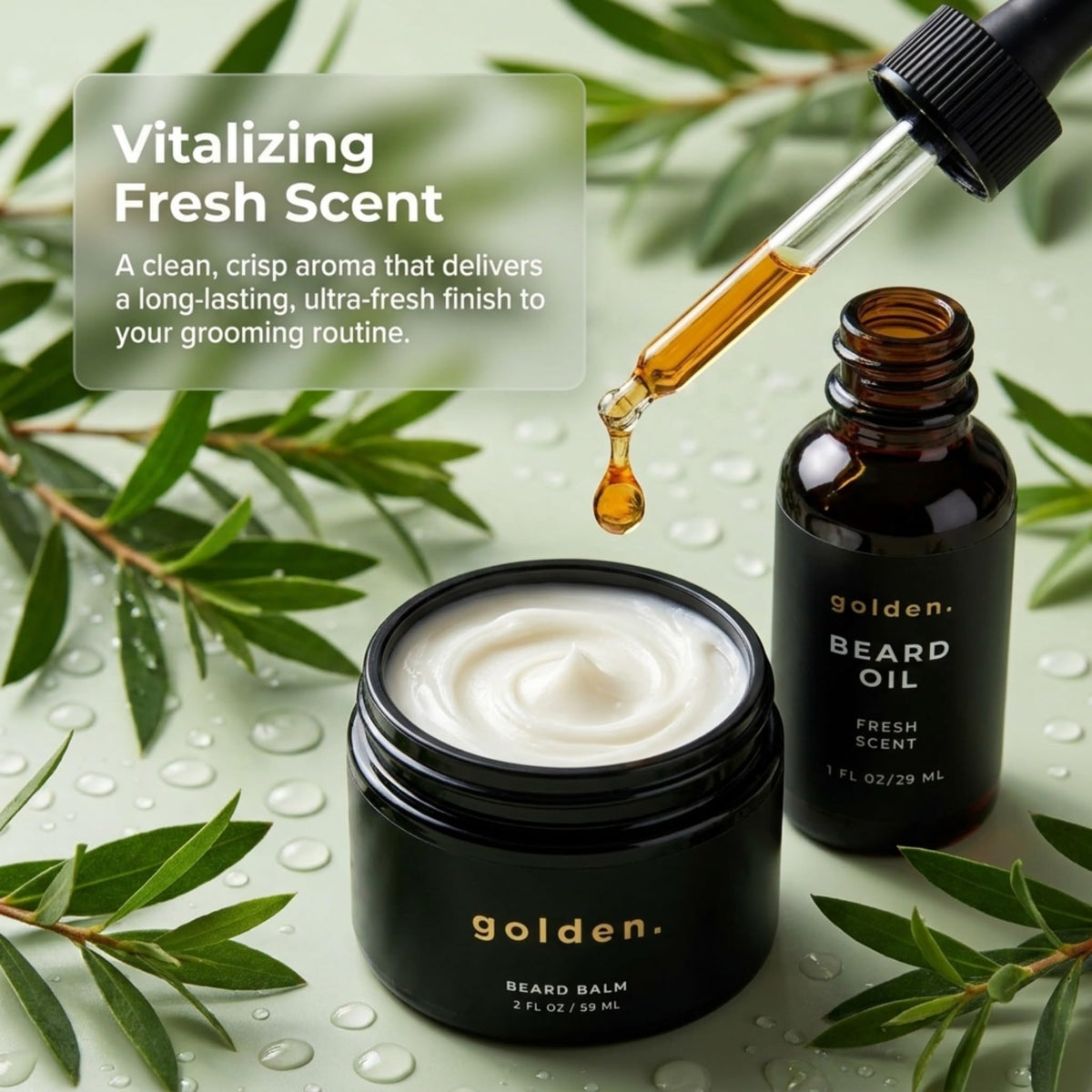 Golden Grooming Company three products staged to show complete routine