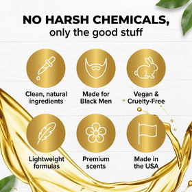 Golden Grooming Company oil dropper detail showing quick absorption benefit