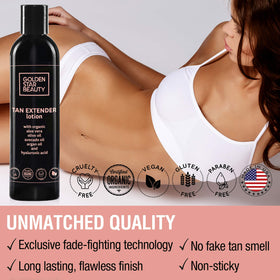 GOLDEN STAR BEAUTY 8 oz bottle beside a hand to show size