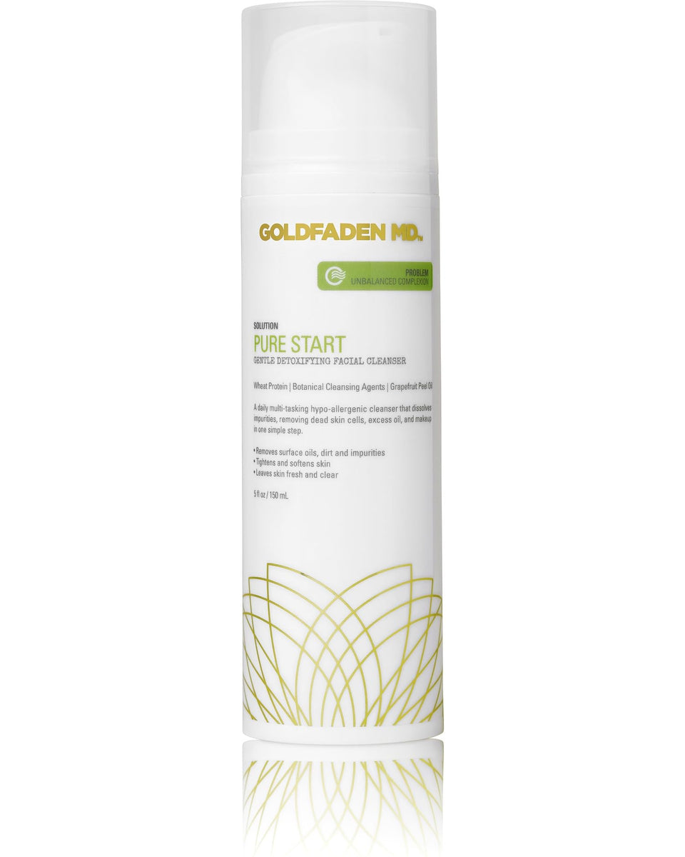 GOLDFADEN MD front packaging of cleanser showing gentle detoxifying benefit