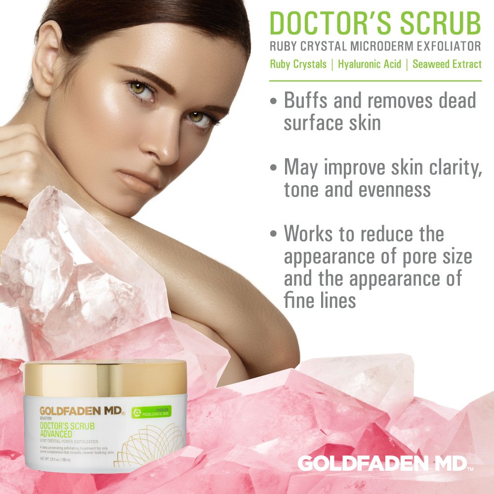GOLDFADEN MD product applied on fingertips demonstrating gentle exfoliation and hydration