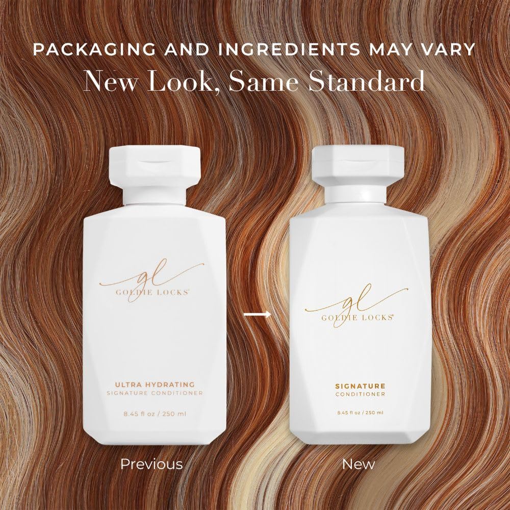 Goldie Locks conditioner texture on palm demonstrating lightweight non-greasy moisture