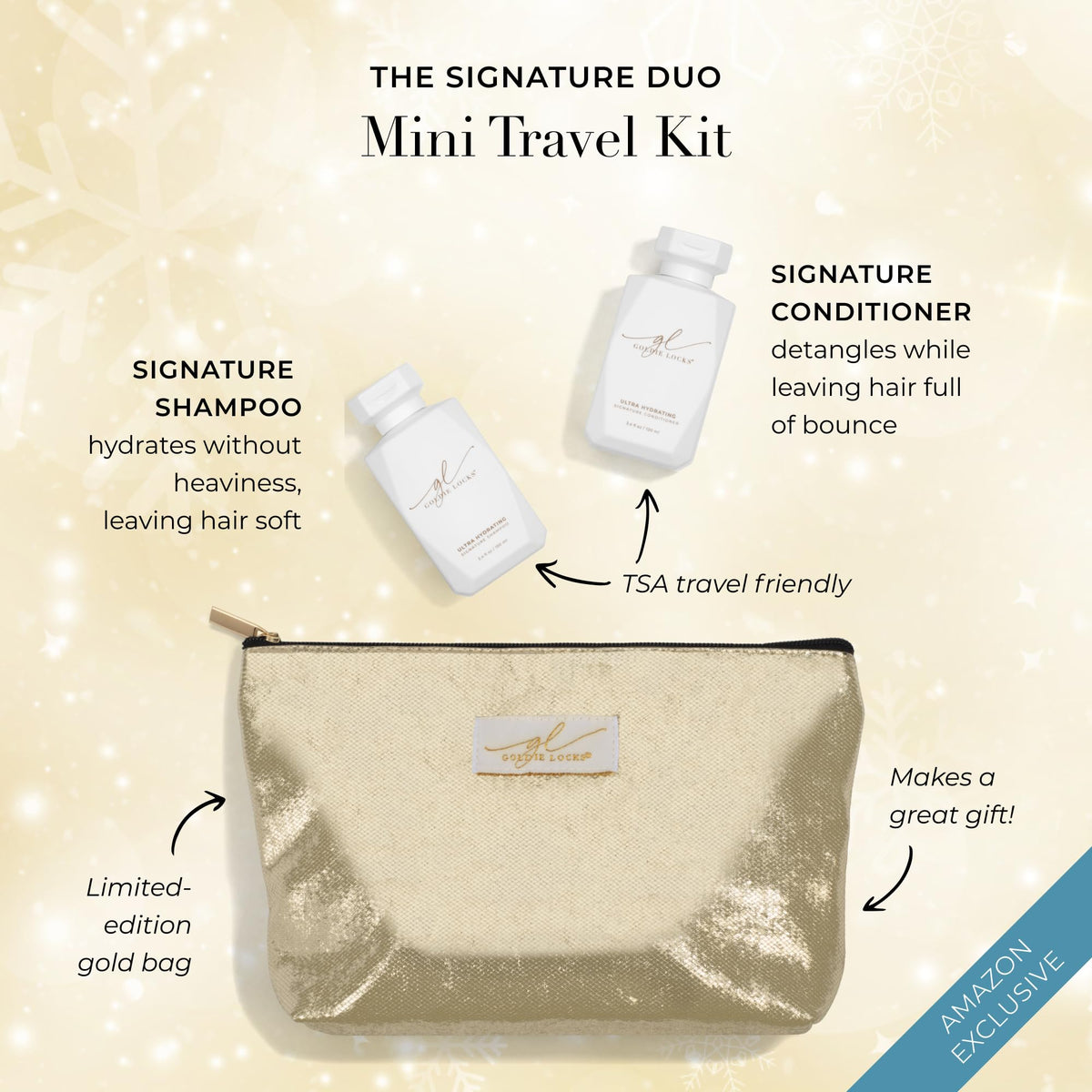 Goldie Locks limited edition gold bag pictured to gift or pack easily