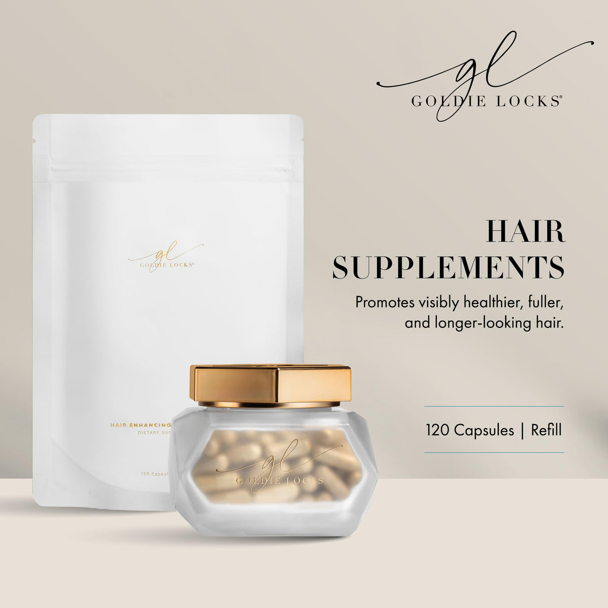 Goldie Locks open bottle with capsules spilling, easy daily dose