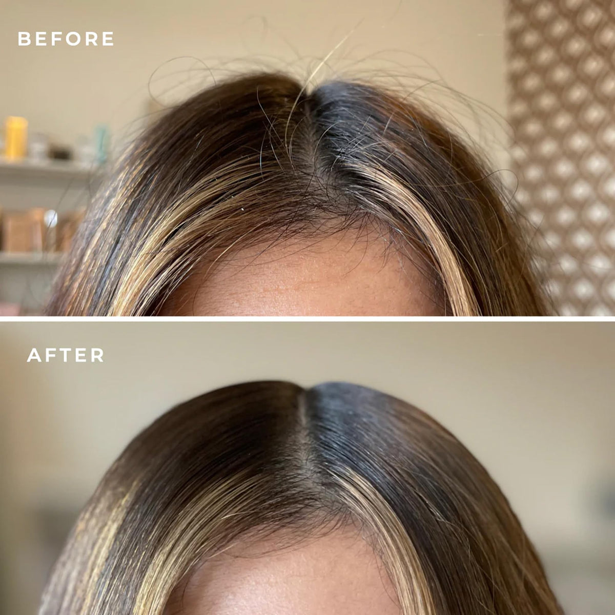 Goldie Locks pomade stick applying to hairline smoothing flyaways for neat edges
