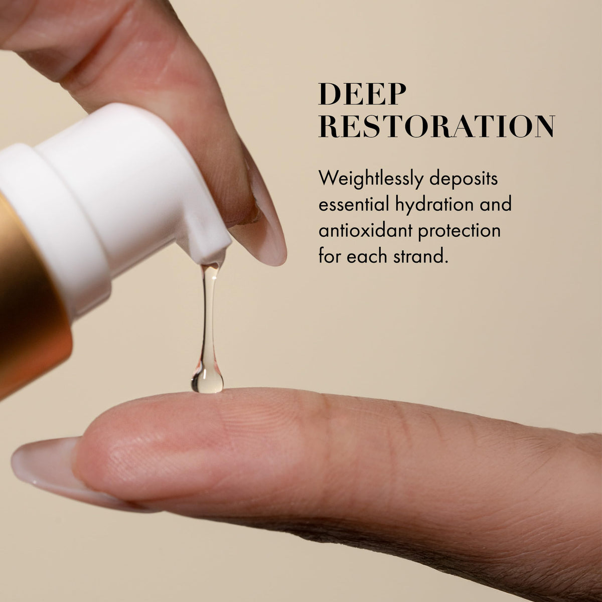 Goldie Locks serum drop texture closeup showing lightweight, non-greasy finish