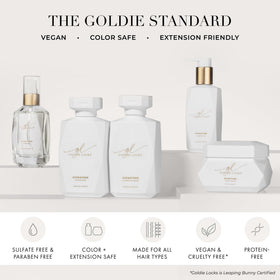 Goldie Locks shampoo on bathroom shelf showing lifestyle convenience