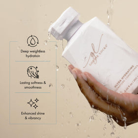 Goldie Locks bottle beside passport illustrating TSA-friendly 3.4 fl oz travel size