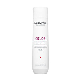 Goldwell Dualsenses front packaging showing bottle and brand, highlights color protection benefit