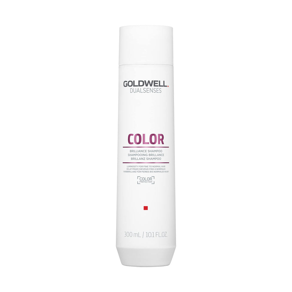 Goldwell Dualsenses front packaging showing bottle and brand, highlights color protection benefit