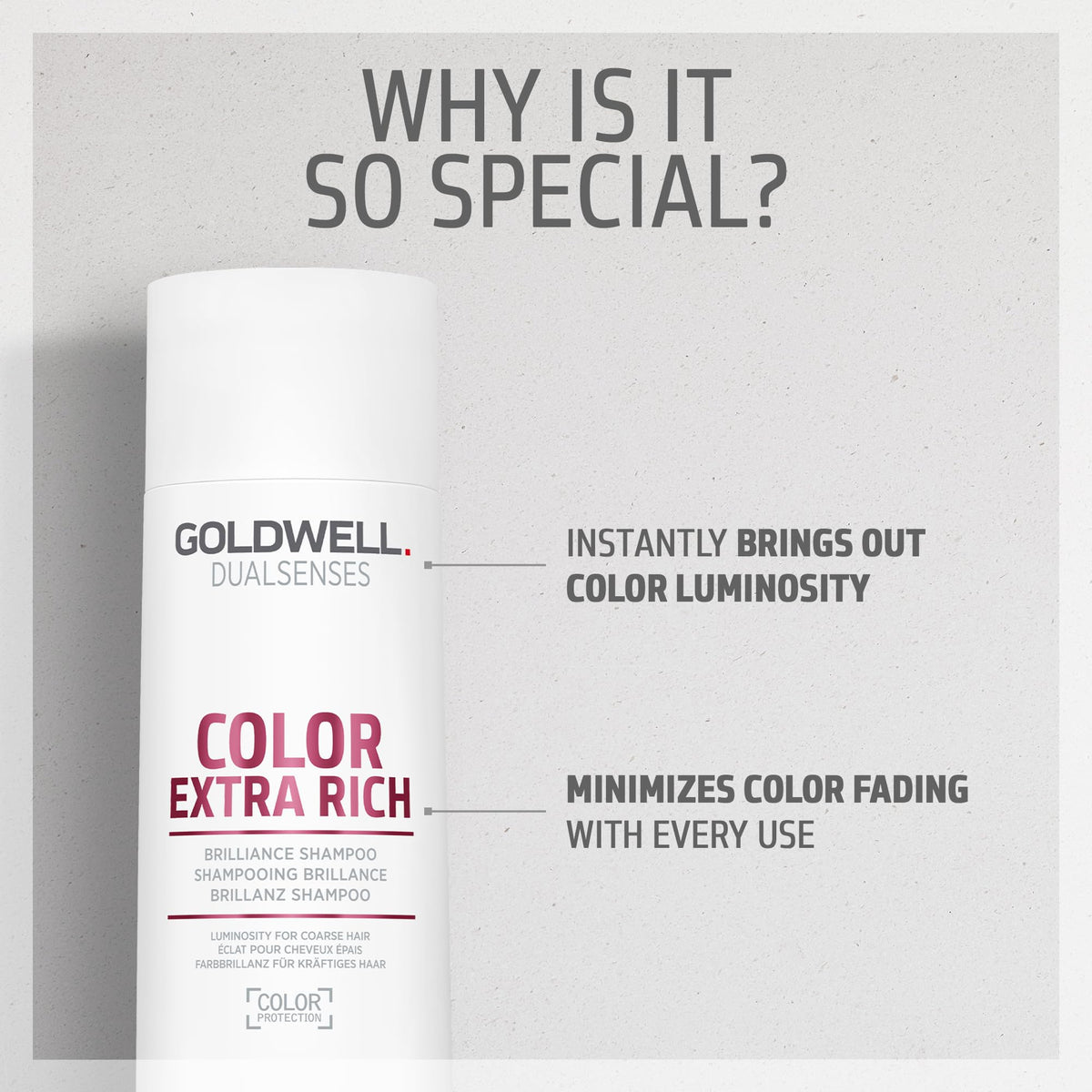 Goldwell bottle held in hand to show size and 10.1 fl oz scale