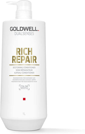 Goldwell bottle front view showing label and large 1L size benefit