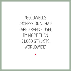 Goldwell conditioner texture on hand showing lightweight cream and smooth slip for detangling