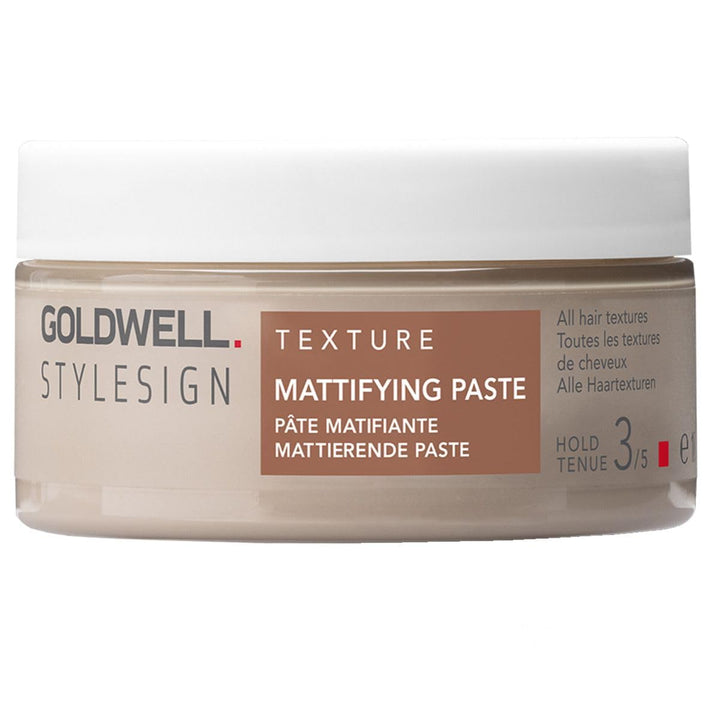 Goldwell Mattifying Paste front packaging showing jar and matte styling benefit