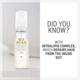Comparison of hair fibers before and after Goldwell treatment showing improved softness