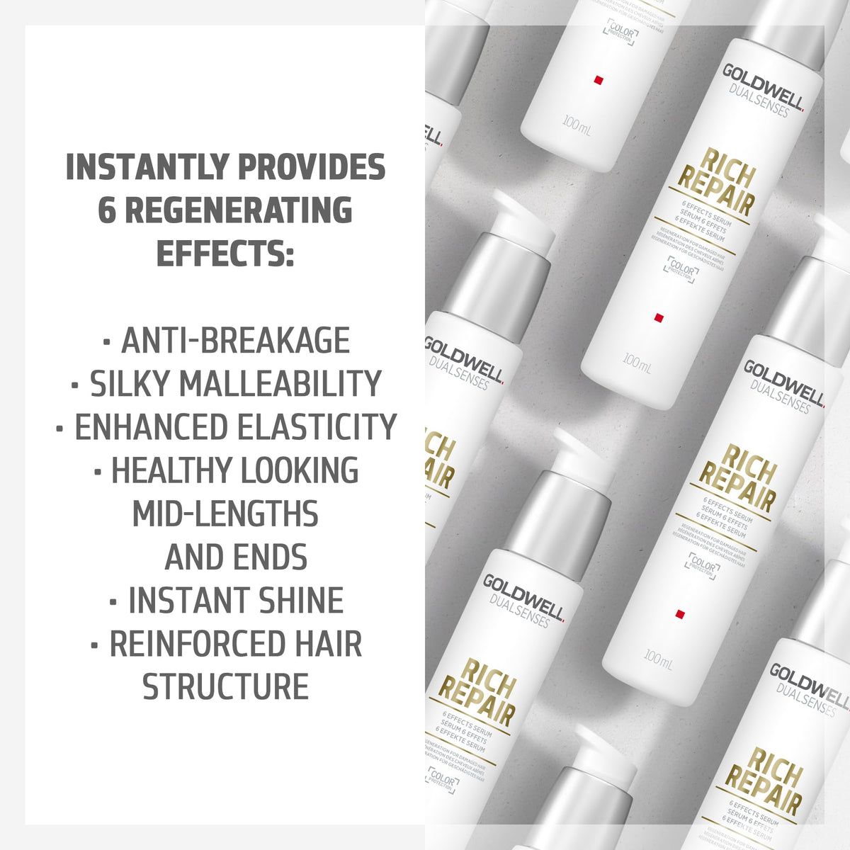 Goldwell before and after split ends showing visible smoothing