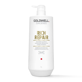 Goldwell bottle front view showing label and 1L size for professional refill benefit