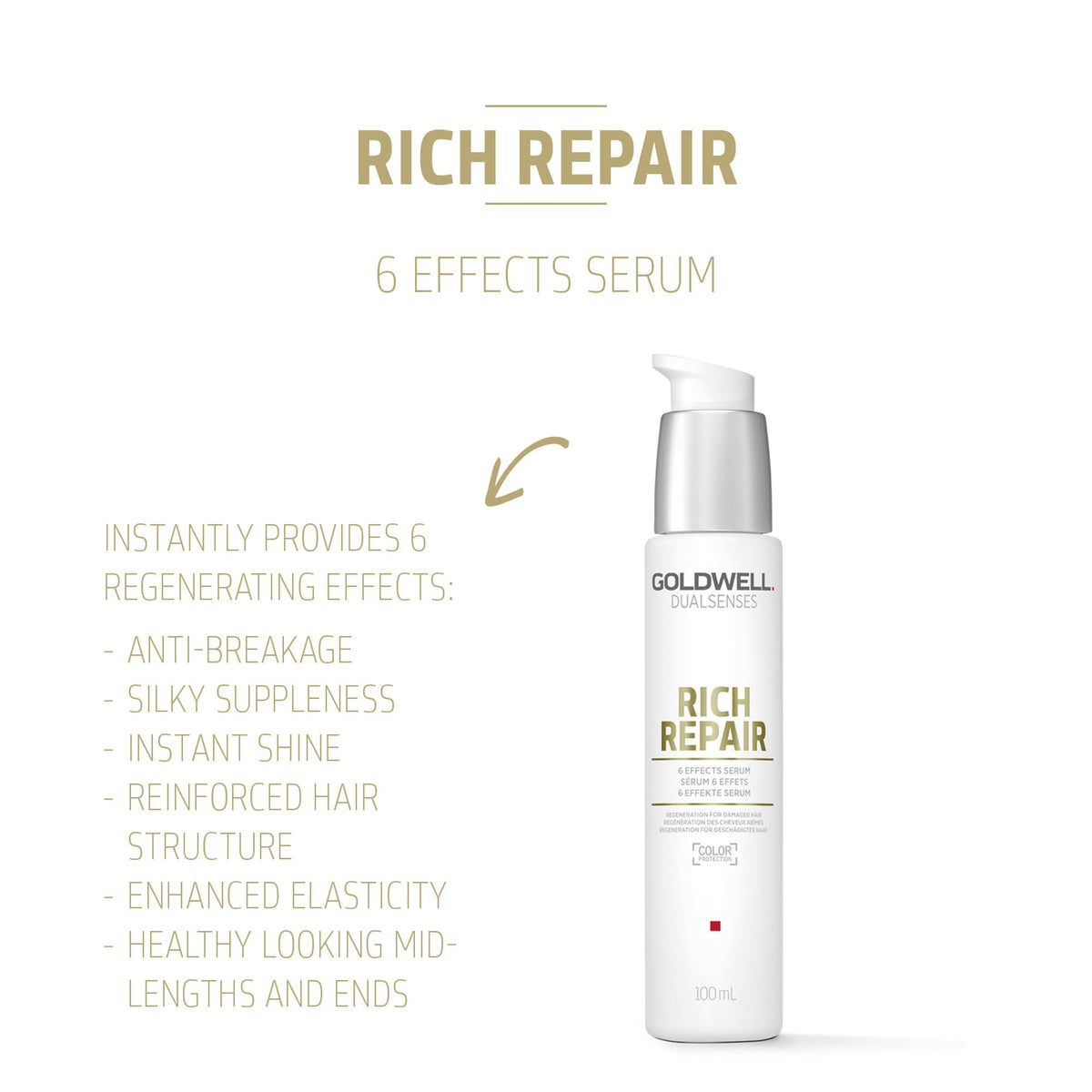 Goldwell pump dispensing serum demonstrating controlled dosage