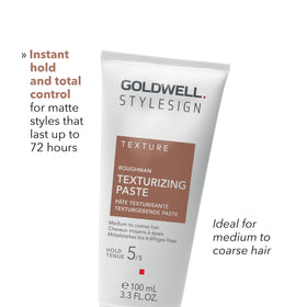 Goldwell Roughman texture close-up showing matte paste consistency for hold