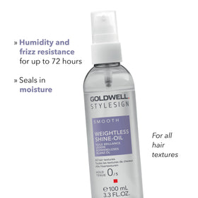 Applying Goldwell oil to towel-dried hair to smooth and reduce frizz