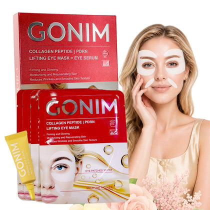 GONIM front packaging of the complete eye-care kit showing components and benefits