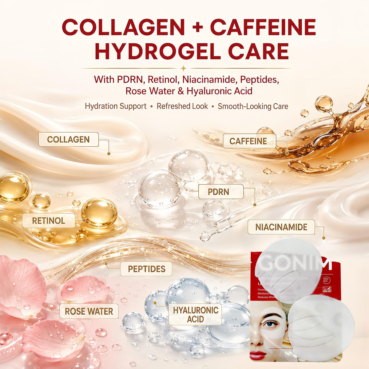 GONIM hydrogel patch texture saturated with essence for fast hydration benefit