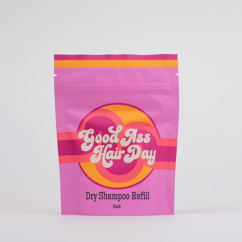 Good Ass Hair Day front packaging showing dark refill and vanilla scent benefit