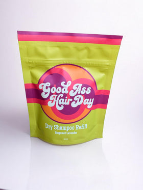 Good Ass Hair Day refill pouch front view showing label and scent benefits