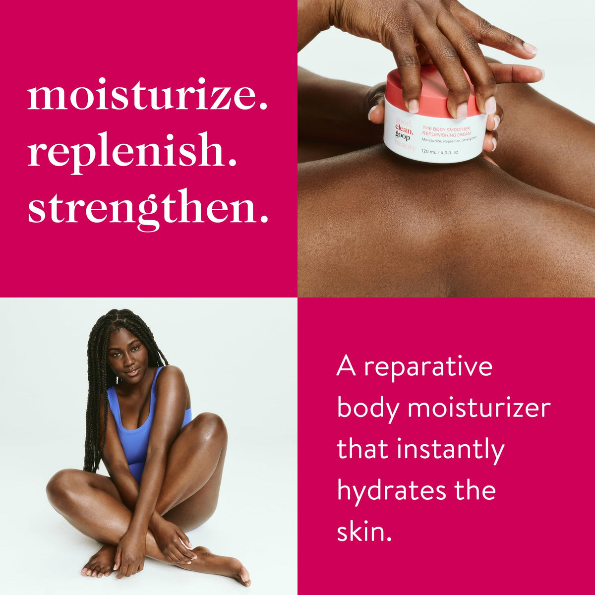 good.clean.goop open jar showing smooth cream texture and nourishing finish benefit