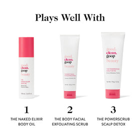 good.clean.goop tub on bathroom shelf staged lifestyle suggesting daily routine benefit