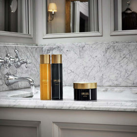 Carolina Herrera Good Girl shower gel styled in bathroom for luxurious routine inspiration
