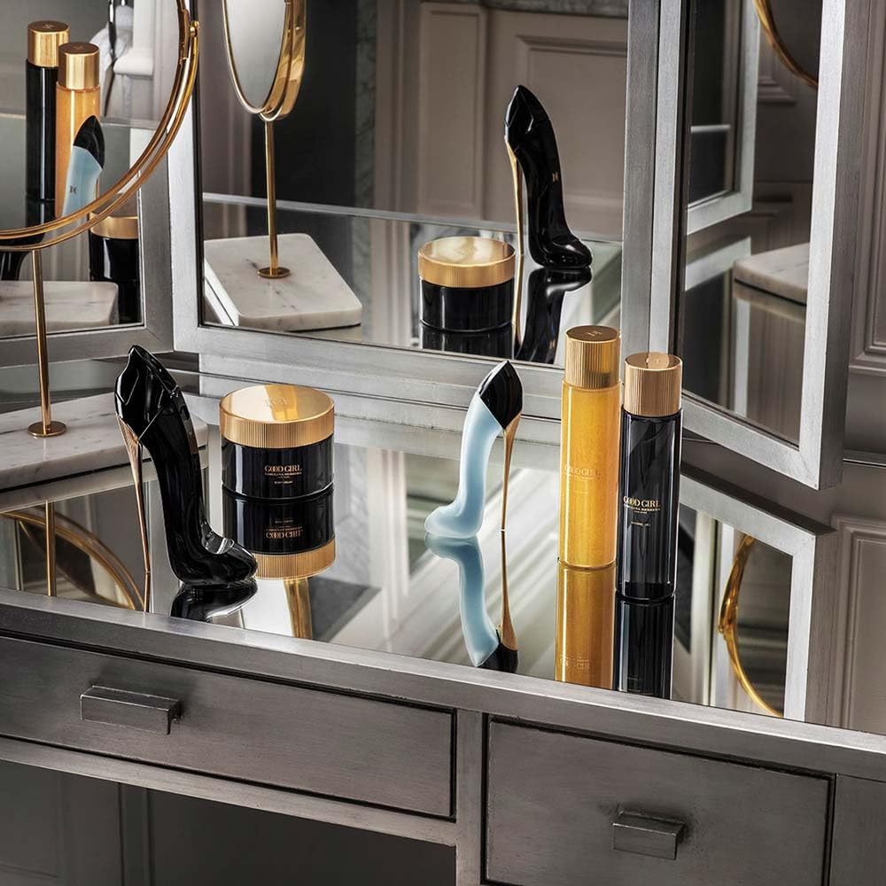 Carolina Herrera Good Girl gel close-up texture highlighting creamy lather benefit