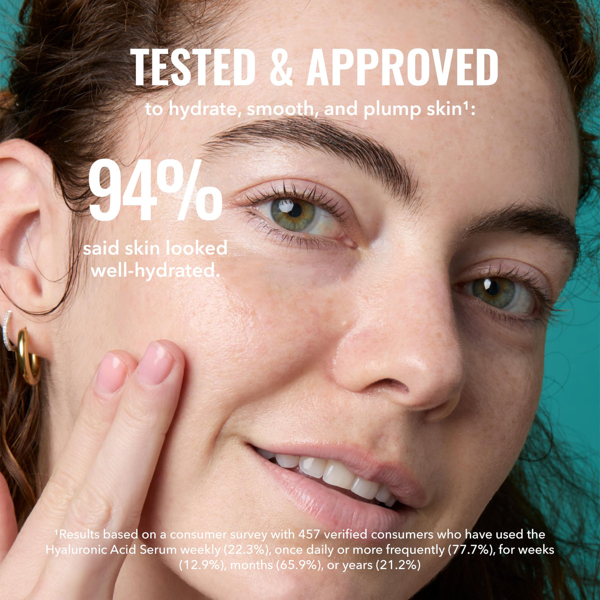 Good Molecules applying serum to face demonstrating quick layering benefit