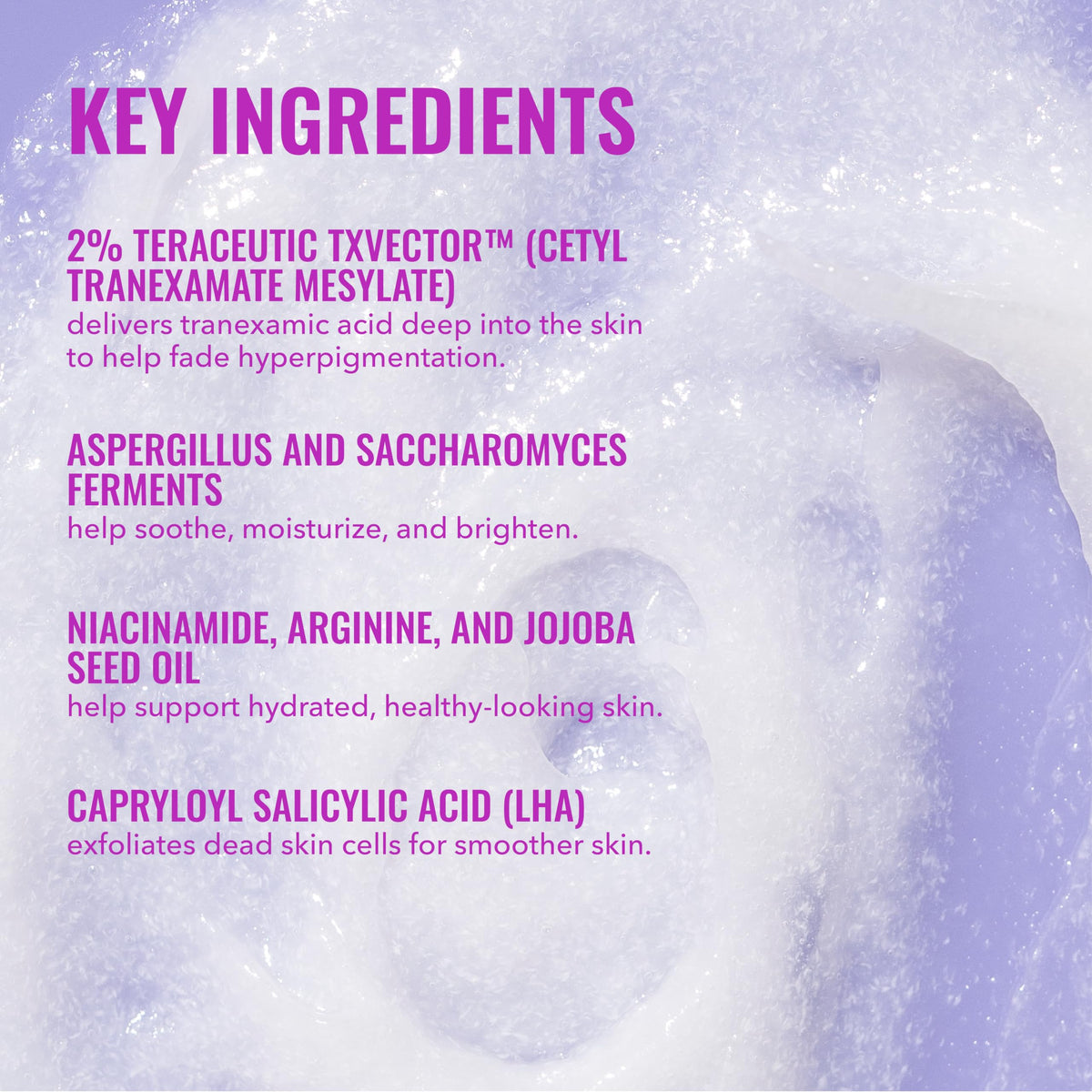 Good Molecules ingredient label photo showing tranexamic acid and niacinamide