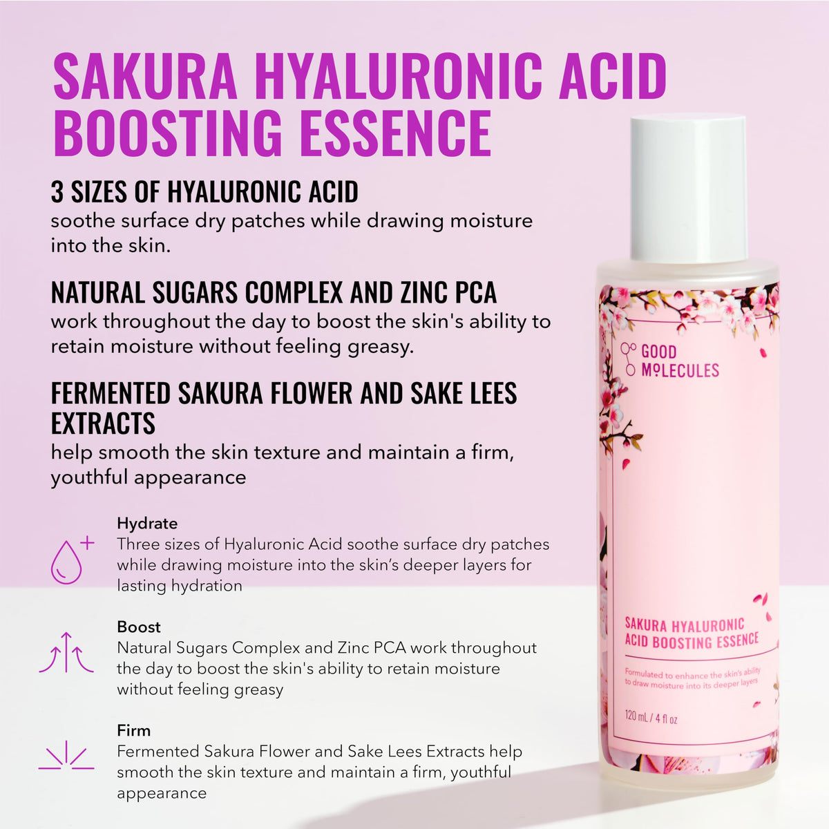 Good Molecules Sakura essence pouring closeup to show absorbent boosting benefit