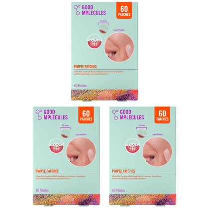 Good Molecules front packaging showing three 60-count patch packs and benefits