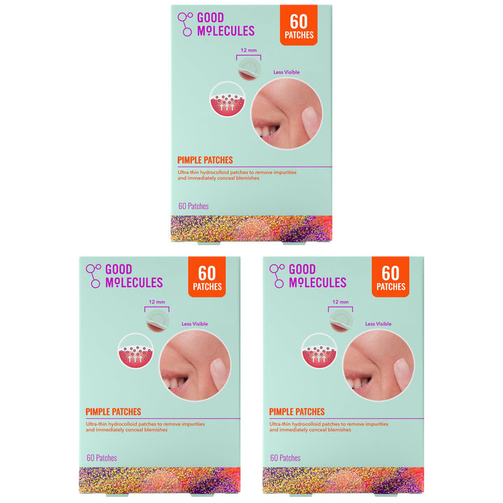 Good Molecules front packaging showing three 60-count patch packs and benefits