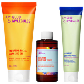 Good Molecules front packaging showing full three-step kit and easy routine