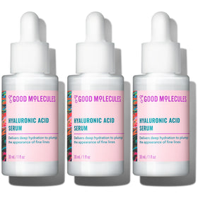 Good Molecules front packaging showing three bottles and clear hydration benefit