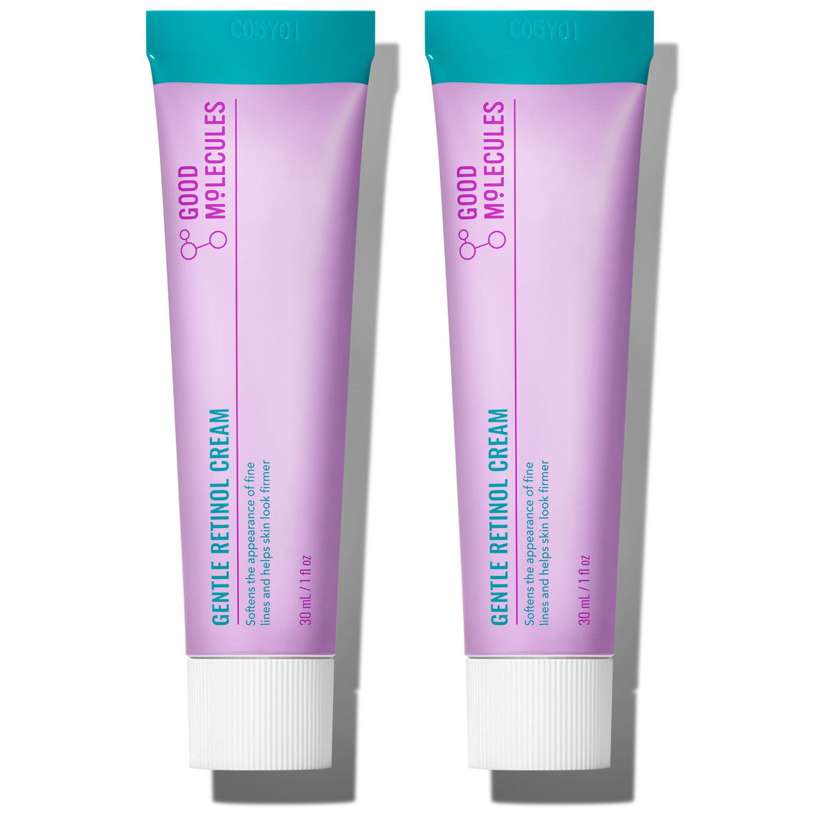 Good Molecules front packaging showing both retinol cream tubes and benefits of continuity