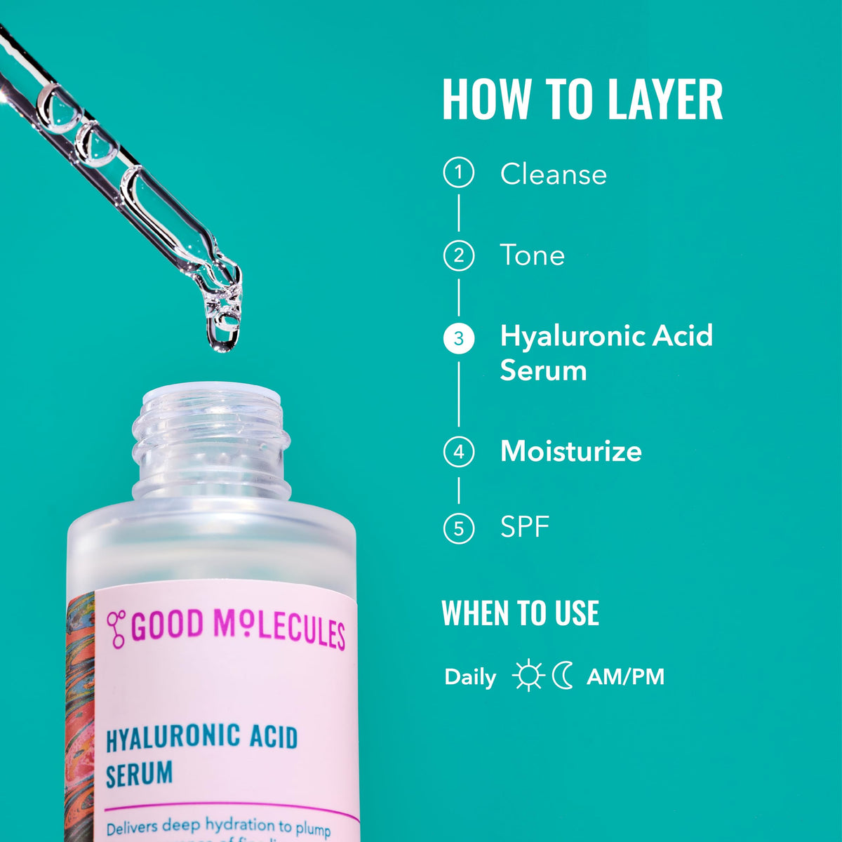 Good Molecules ingredient label close-up highlighting dual hyaluronic acids