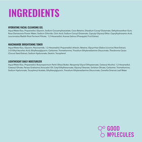 Good Molecules set staged in bathroom to illustrate simple daily skincare ritual