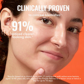 Good Molecules patch applied to cheek demonstrating secure concealment benefit