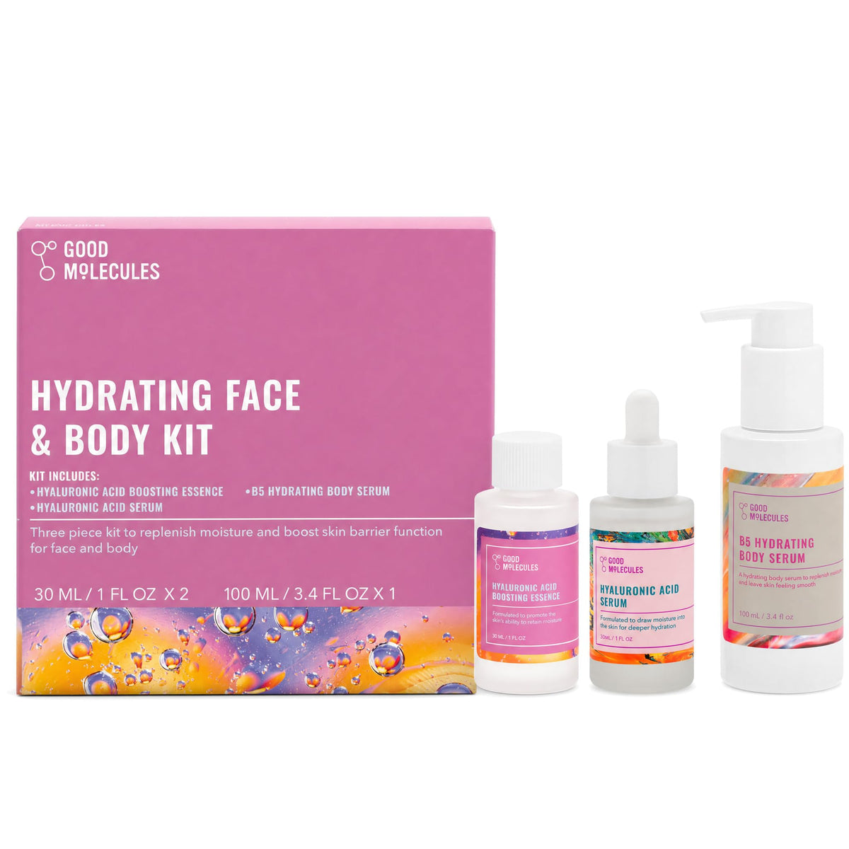 Good Molecules retail box front view showing kit and gift-ready packaging benefits