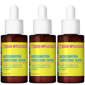 Good Molecules front packaging showing three 30 ml bottles, convenient supply