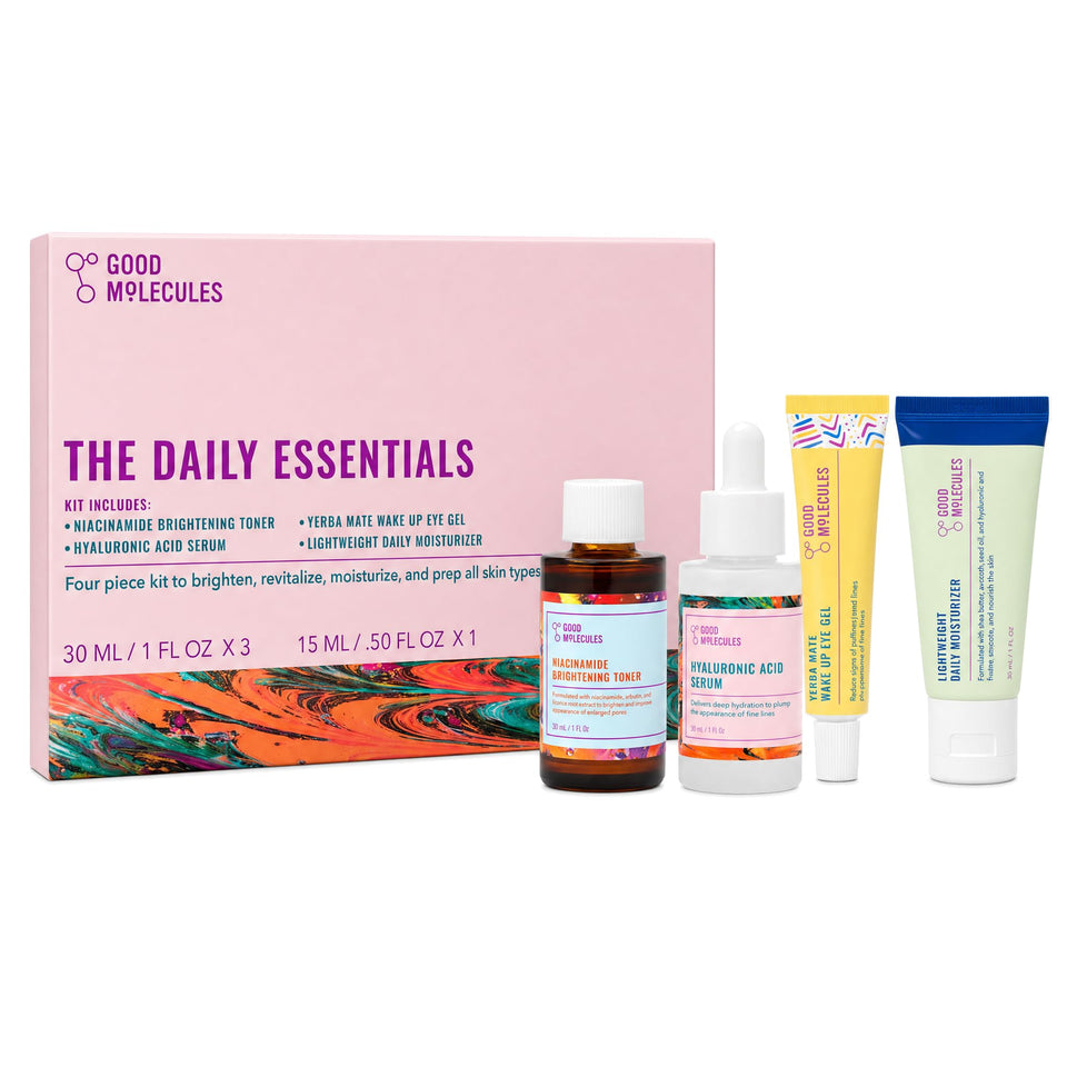 Good Molecules set front packaging showing all four travel-size essentials