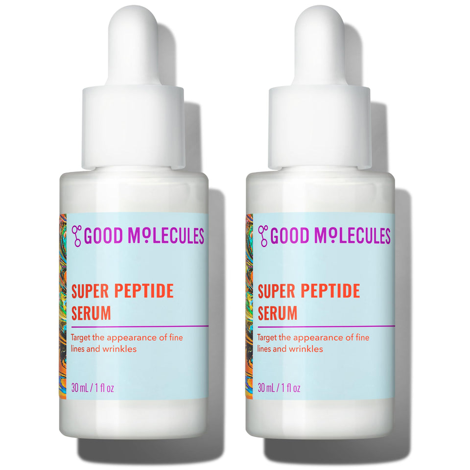 Good Molecules front packaging showing two 30ml bottles and clear benefits