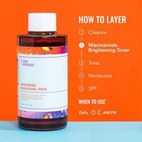 Good Molecules bottle next to a ruler indicating 120 ml size and travel-friendly benefit
