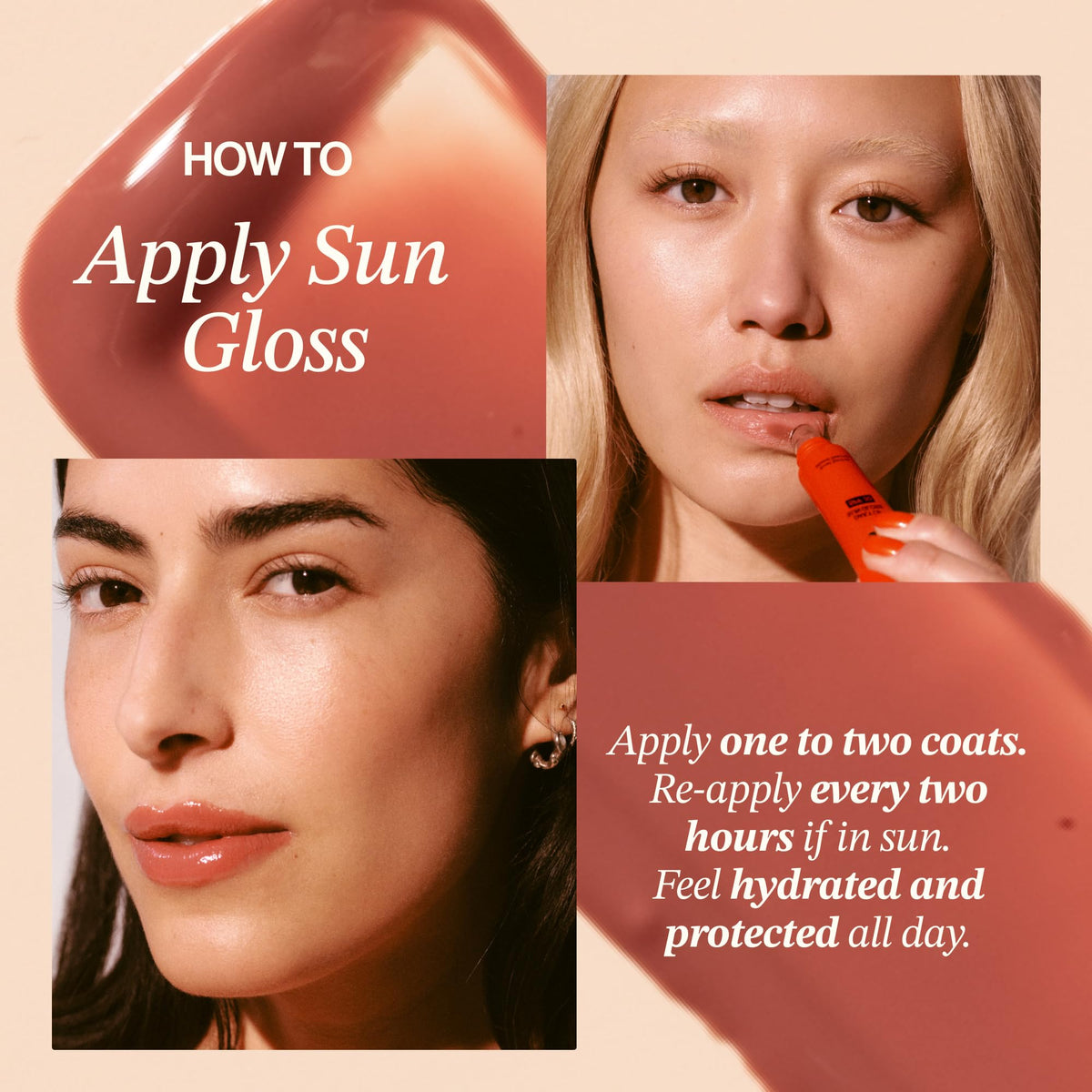 Good Weather Skin two-coat lip swatch showing deeper color and amplified gloss