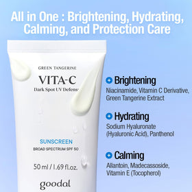 GOODAL 50ml tube beside hand to show compact travel size